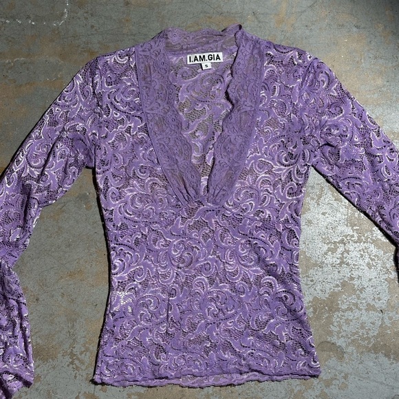 I.AM.GIA Purple Lace Long Sleeve Top Bell Sleeves - Gemma - Picture 2 of 6